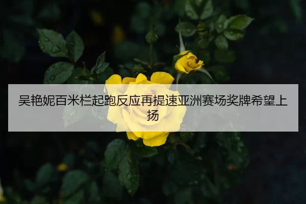 吴艳妮百米栏起跑反应再提速亚洲赛场奖牌希望上扬